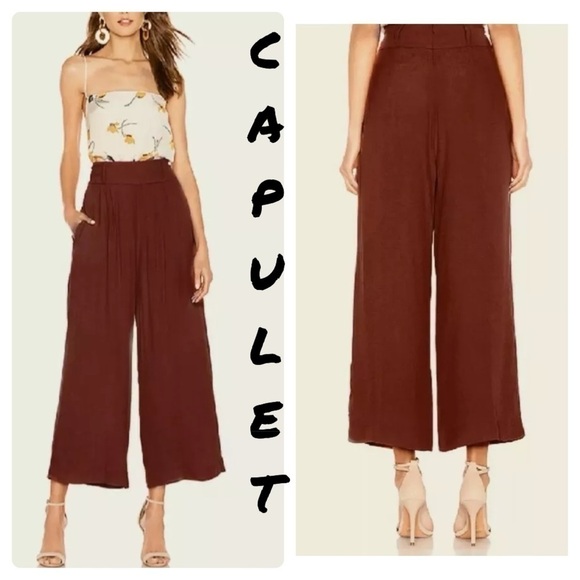 Lucy Pant in cinnamon.  Wide leg linen blend fall - Picture 1 of 10